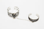Double ring silver 925 black onyx Designer jewels spring Adjustable