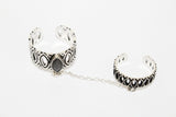 Double ring silver 925 black onyx Designer jewels spring Adjustable