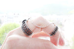 Double ring silver 925 black onyx Adjustable rings with chain