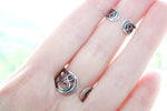 Double ring with red stones Silver 925 Floral Herbal pattern