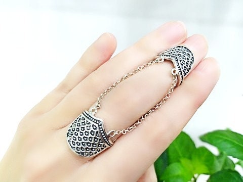 Double ring SILVER 925 rings Adjustable Armenian jewelry