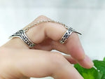 Double ring Silver 925 triangle pointed ethnic pattern