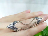 Double ring Silver 925 triangle pointed ethnic pattern