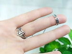 Double ring Silver 925 with ethnic pattern Adjustable