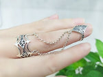 Double ring Silver 925 with ethnic pattern Adjustable