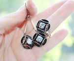 Very long earrings SILVER 925 white zircon stones jewelry