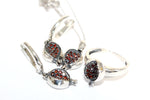 Tiny Ring Silver 925 with zircon stones burnt orange Pomegranate