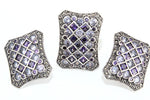 Silver 925 earrings Purple and white zircon stones