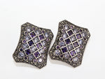 Silver 925 earrings Purple and white zircon stones