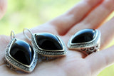 Vintage style ring women black onyx SILVER 925