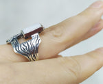 Silver ring 925 White natural sadaf gemstone