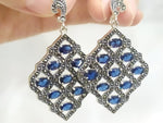 Earrings Silver 925 Extra big earring Blue zircon stones