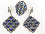 Earrings Silver 925 Extra big earring Blue zircon stones