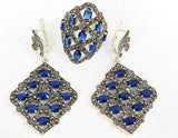 Earrings Silver 925 Extra big earring Blue zircon stones