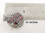 Brooch pomegranate SILVER 925 burgundy red large zircon