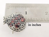 Brooch pomegranate SILVER 925 burgundy red large zircon