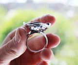 Earrings Silver 925 Curve with holes and rainbow zircon stones