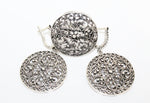 Extra big earrings round Floral SILVER 925