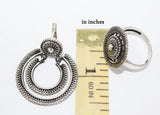 Set Silver 925 Round earrings with English lock and Small ring