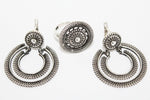 Set Silver 925 Round earrings with English lock 925