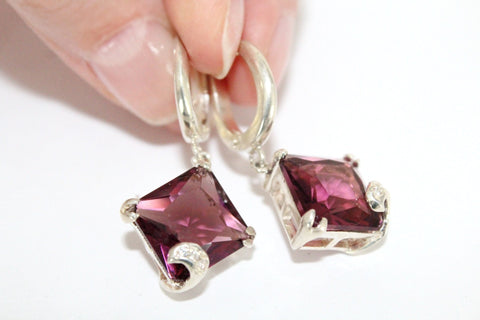 Purple lab topaz earrings Jewelry Sterling silver 925