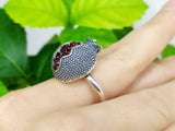 Ring Pomegranate jewelry Sterling 925 with red zircon stones