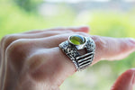 SET silver earrings and ring with lab yellow citrine Sterling 925