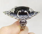 Very big ring Vintage 925 Silver Black Onyx stone