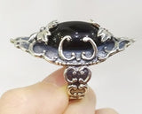 Very big ring Vintage 925 Silver Black Onyx stone