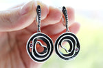 Earrings Silver 925 Black With pink zirconia stone