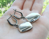 Earrings SILVER 925 Black jewelry with cracks and red stone
