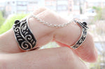 Double ring silver 925 black onyx stones jewels Adjustable