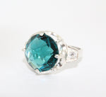 Teal RING Silver 925 zircon stones light blue Turquoise