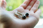 Black pearl ring 925 Silver with white zircon