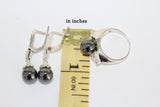 Black pearl Earrings 925 Silver with white zircon Armenian