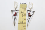 Silver 925 ring triangle with lab  red stones