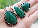 Malachite green SET earrings and ring STERLING SILVER 925