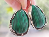 Green Malachite earrings STERLING SILVER 925