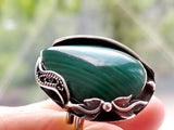 Green Malachite ring STERLING SILVER 925 jewelry