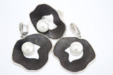 White lab Pearl jewelry set SILVER 925 Large Earrings and ring