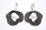White lab Pearl earrings Black SILVER 925