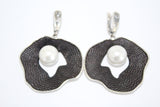 White lab Pearl earrings Black SILVER 925