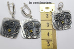 Yellow citrine jewelry SET SILVER 925 Earrings Ring Pendant chain