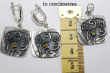 Yellow citrine jewelry SET SILVER 925 Earrings Ring Pendant chain