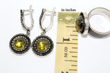 Small ring silver 925 with lab citrine stones greenish yellow colored