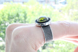 Small ring silver 925 with lab citrine stones greenish yellow colored