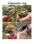 Sterling silver SET 925 natural citrine Ring adjustable