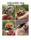 Sterling silver SET 925 natural citrine Ring adjustable