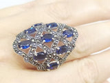 Earrings Silver 925 Extra big earring Blue zircon stones