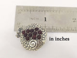 Brooch pomegranate SILVER 925 red quartz stones